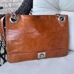 Nordstrom Brown Patent Leather Adjustable Chain Strap Shoulder/Crossbody Bag